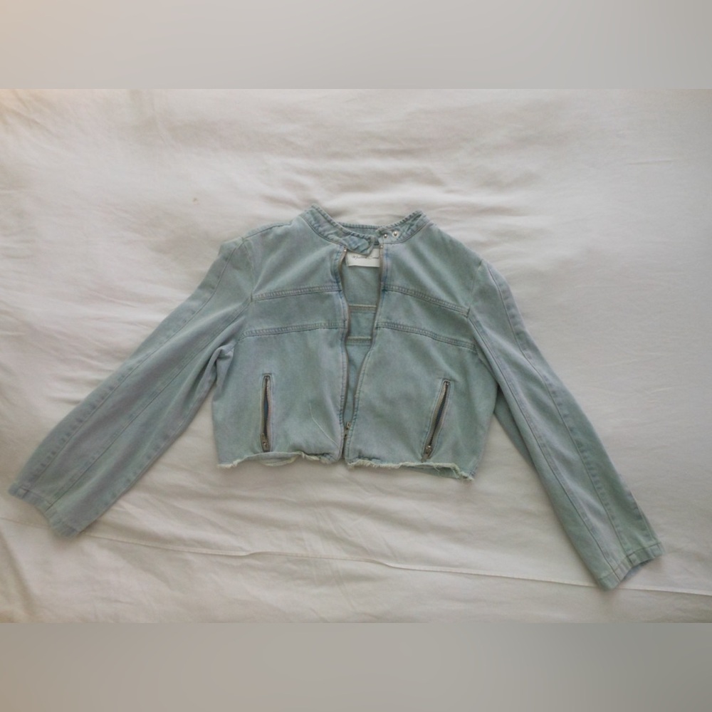 Mustard Seed Light Blue Cropped Jean Jacket